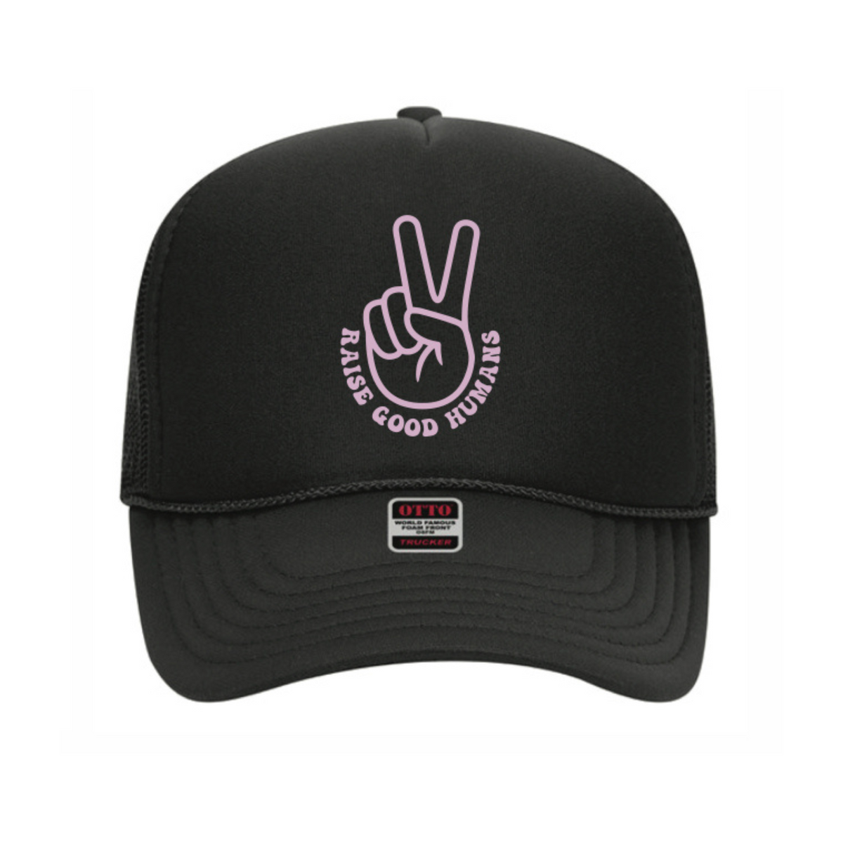 Raise Good Humans® Peace Sign Trucker Hat | Mom Hat