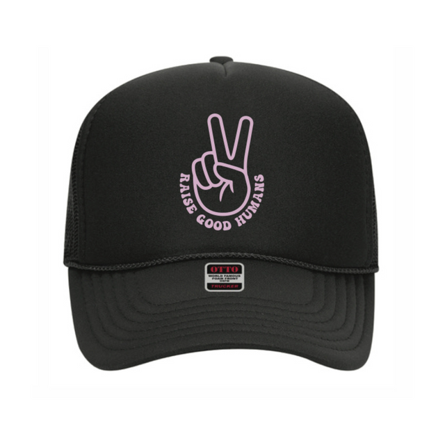 Raise Good Humans® Peace Sign Trucker Hat | Mom Hat