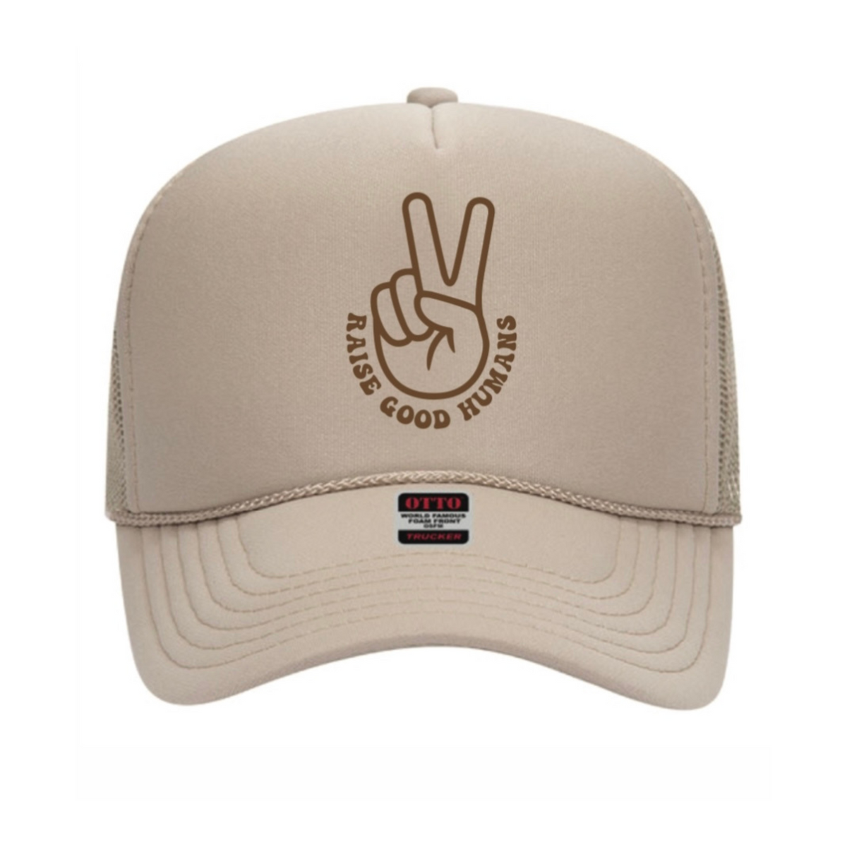 Raise Good Humans® Peace Sign Trucker Hat | Mom Hat