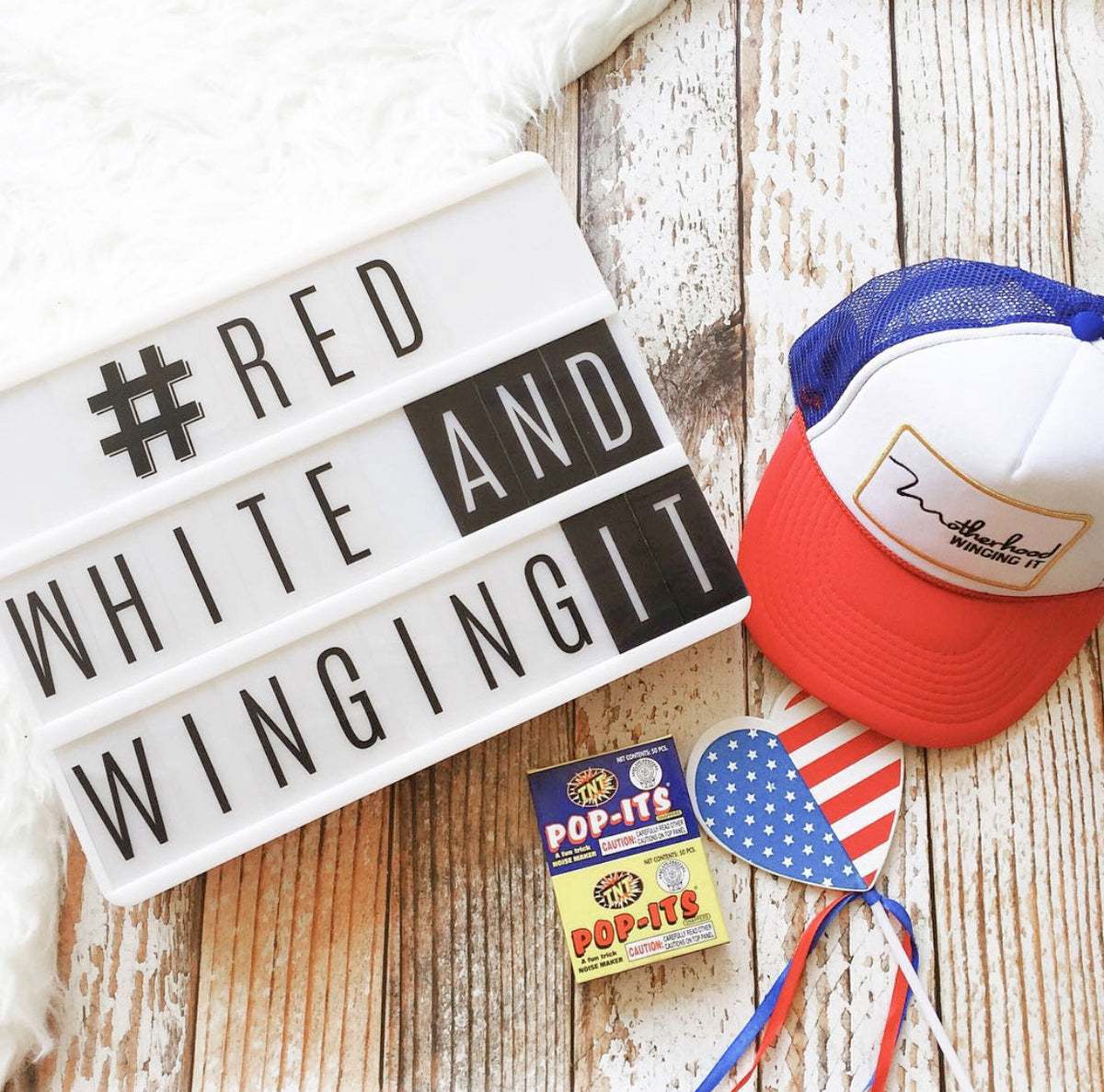 Motherhood Winging It™ Trucker Hat – Red, White & Blue