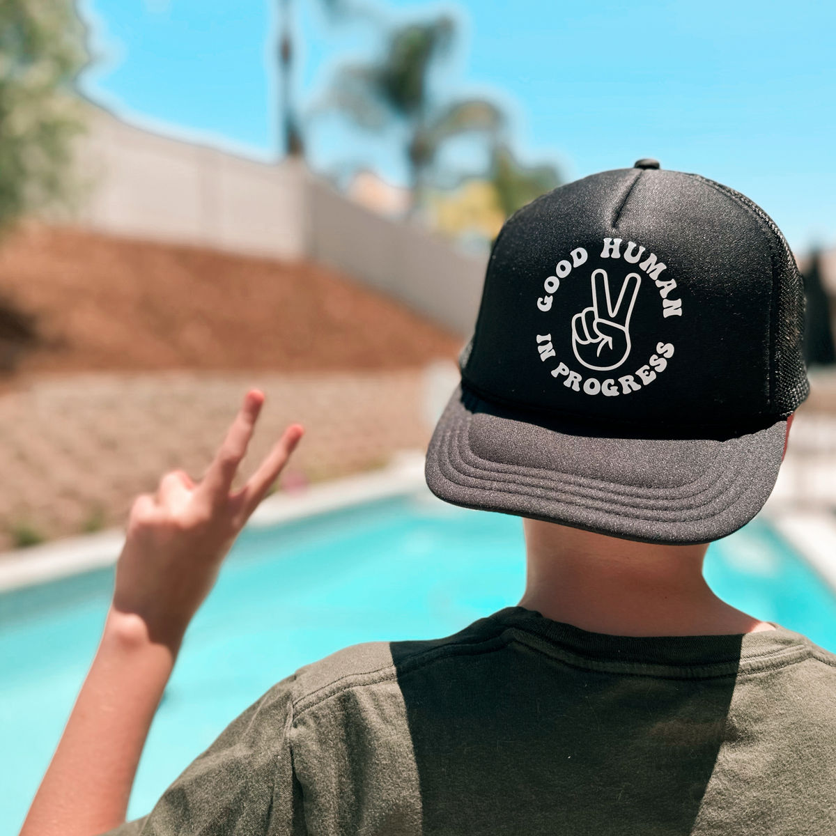 Good Human in Progress Youth Trucker Hat | Kids Hat