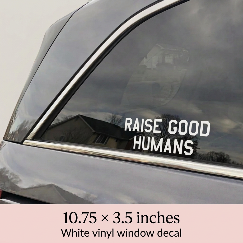 Lettering decal with brand-pink caption bar