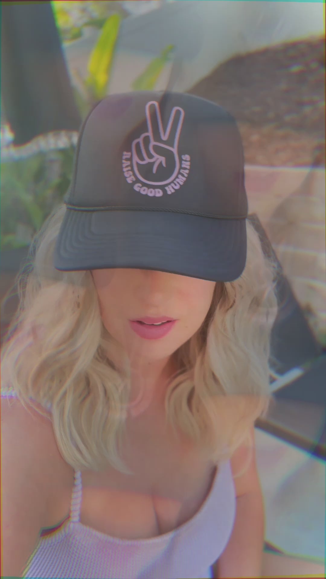 Raise Good Humans® Peace Sign Trucker Hat | Mom Hat
