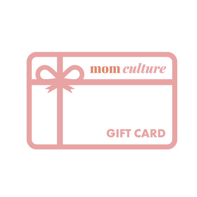 Pink Mom Culture gift card graphic with a ribbon illustration.