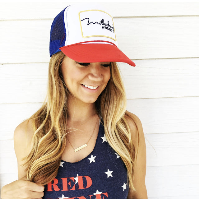 Motherhood Winging It™ Trucker Hat – Red, White & Blue