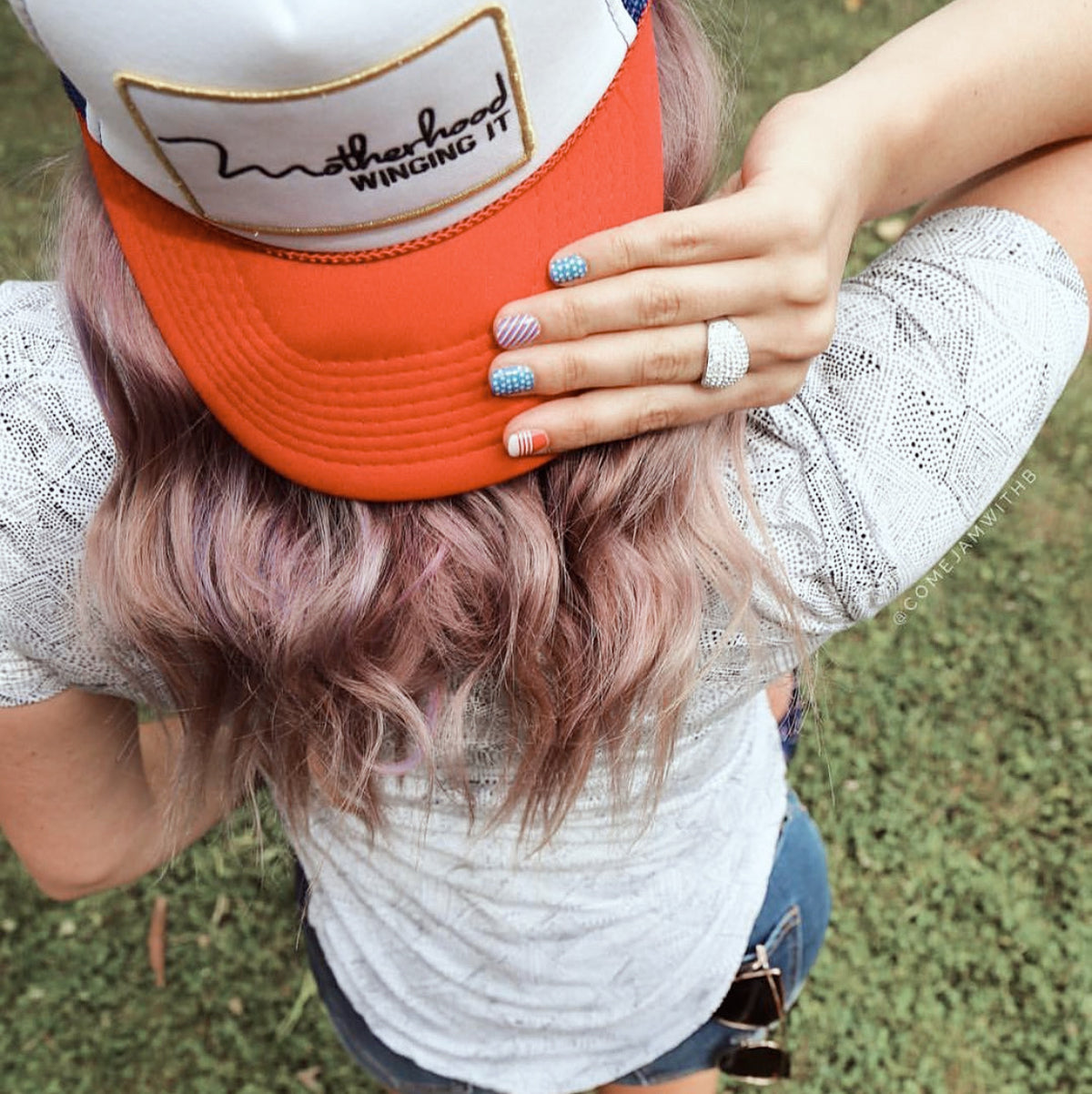 Motherhood Winging It™ Trucker Hat – Red, White & Blue