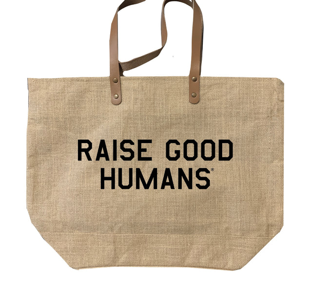 Raise Good Humans® Jute Market Tote | Reusable Mom Bag