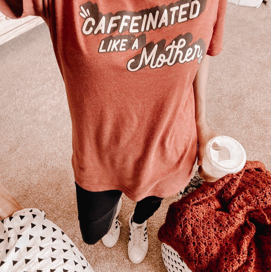 Caffeinated Like a Mother V-Neck T-Shirt